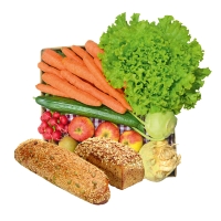Große Gemüse- & Obst-Kiste mit Brot